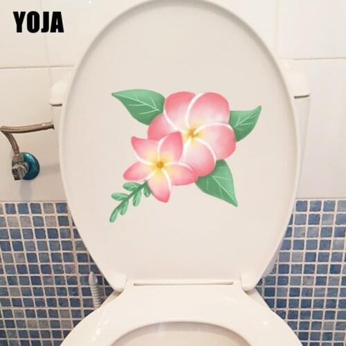 YOJA 21.6*19CM Hand Painted Pink Flower Cartoon Kids Room Wall Stikcers Mural Toilet WC Decor T1-0722