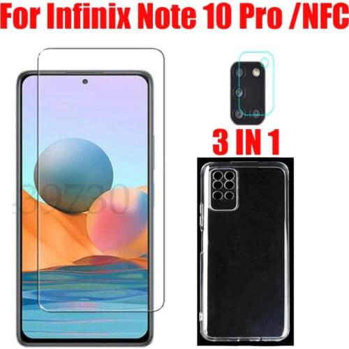 3-in-1 Case Glass For Infinix Note 10 Pro NFC Screen Protector Glass Full Protection on Infinix Note 10 Pro Camera Lens Glass