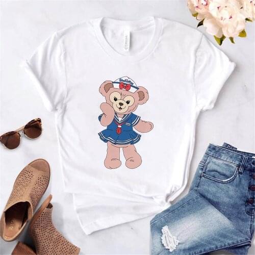 New Famliy Look Kawaii Duffy Disney Bear T Shirt Women Fashion Harajuku Short Sleeve Girls Tshirt White T-shirt Tops Clothing