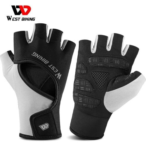 WEST BIKING Half Finger Gloves Breathable Anti-slip Silicone Palm Hollow Back Gloves Sport Training Fitness Cycling Unisex Glove