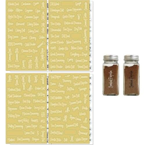 1 Set Label Spices Kitchen French Waterproof Black White Preprinted Food Stickers Transparent Kitchen Storage Pantry Stickers