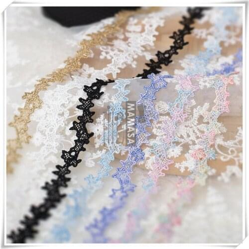 10 Yards/Lot 1.7cm Colorful Star Embroidery Lace Ribbon DIY Wedding Bride Dress Sewing Craft Lace Trims Lolita Accessories