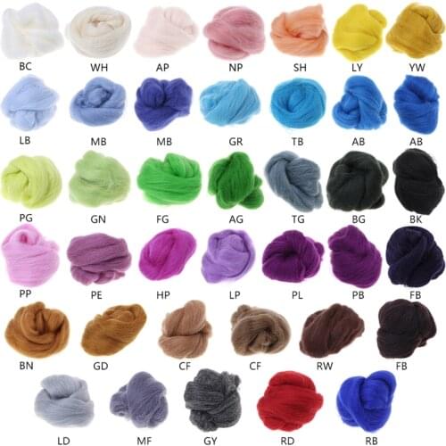 20 Colors Wool Corriedale Needlefelting Top Roving Dyed Spinning Wet Felting Fiber Dropshipping