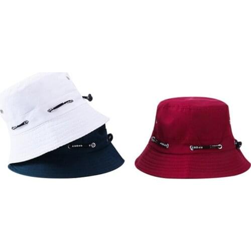 2019 Adjustable Cord Buckle Cotton Bucket Hat Fisherman Hat Outdoor Travel Hat Sun Cap Hats for Men and Women 249