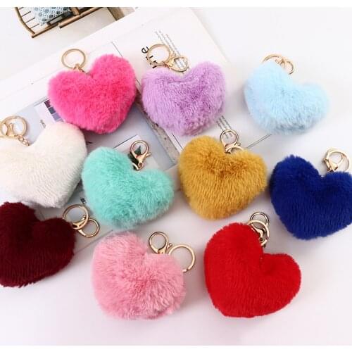 2021 Sweet Heart Plush Key Chain Childrens Keychains Lovely Toys for Girlfs New Year Gifts Chain On The Backpack Keychain Toys