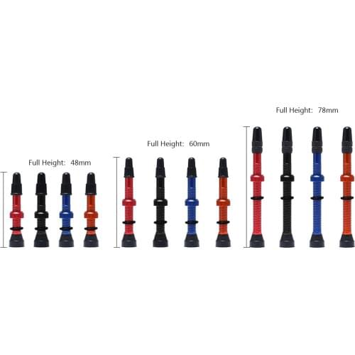 48mm/60mm/78mm 2 Pcs/set Bike Tire Air Valve Bike Tubeless Wheel Valve Kit Copper Core Alloy Stem Rubber Base