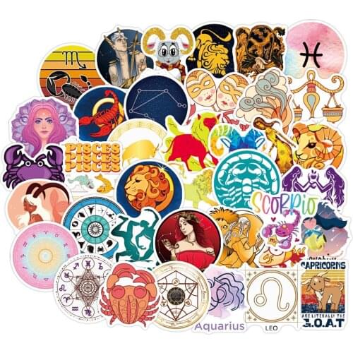 50PCS Cartoon Twelve Constellation Galaxy Stickers Laptop Guitar Luggage Phone Waterproof Graffiti Sticker Decal Kid Classic Toy