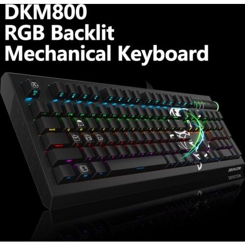 Ajazz DKM800 RGB Backlit Mechanical Keyboard 104 Keycaps Ergonomic Wired Keyboard Blue/Balck/Red/Brown Switch for Gaming Laptop