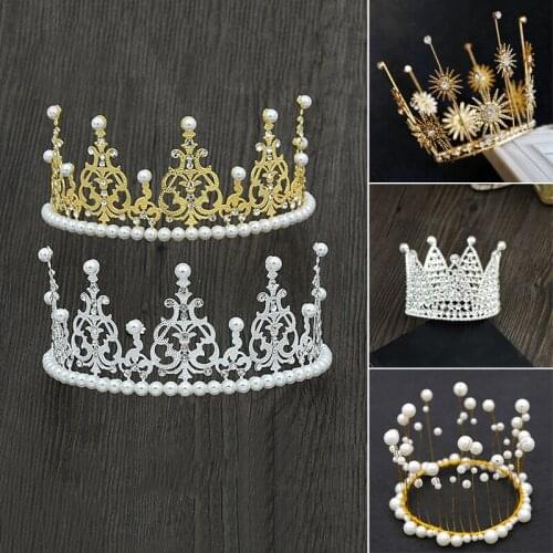 Crown Birthday Baking Accessories Flowers Birthday Cake Decoration Highlight Pearl Headdress Hair Accessories Headband S55