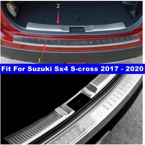 Accessories Tail Rear Trunk Bumper ( Inner + Outer ) Door Sill Protector Plate Cover Trim Fit For Suzuki Sx4 S-cross 2014 - 2020