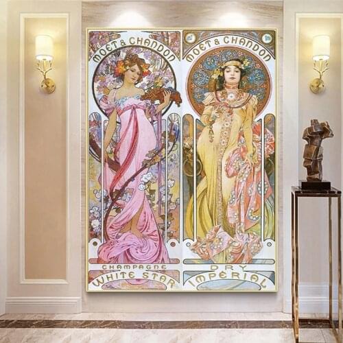 Alphonse Mucha Vintage Illustration Canvas Paintings Art Nouveau Posters and Prints Wall Art Pictures for Living Room Home Decor