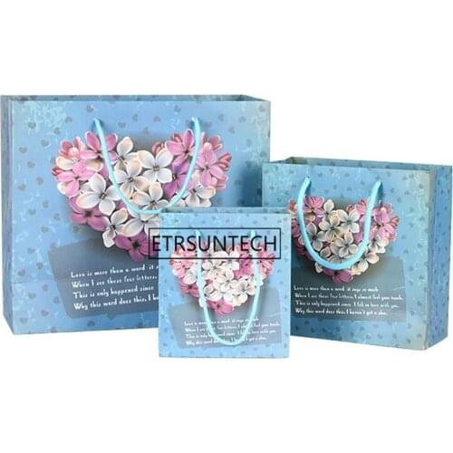 Kraft Paper Bag With Handle Flower Decoration Jewelry Makeup Clothing Packaging Bag Wedding Party Favor Gift Bags