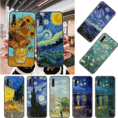 Phone Case For Samsung Galaxy A 50 51 71 70 80 7 5 10 40 20 30 41 21 S E Black Cover Waterproof Fashion Painting Van Gogh