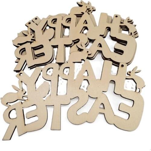 Wood Cutouts Unfinished Wooden DIY Crafts Easter Wood Hanging Gift Tags with Ropes for Home DIY Projects Craft