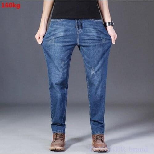 Autumn stretch jeans mens oversized elastic waist loose oversized jeans 160kg 8XL 7XL 6XL denim jeans oversized mens pants