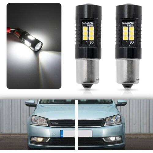2Pc White Canbus No Error P21W 1156 BA15S LED Light Bulb For 2010-2014 VW PASSAT B7 LED DRL Daytime Running Light