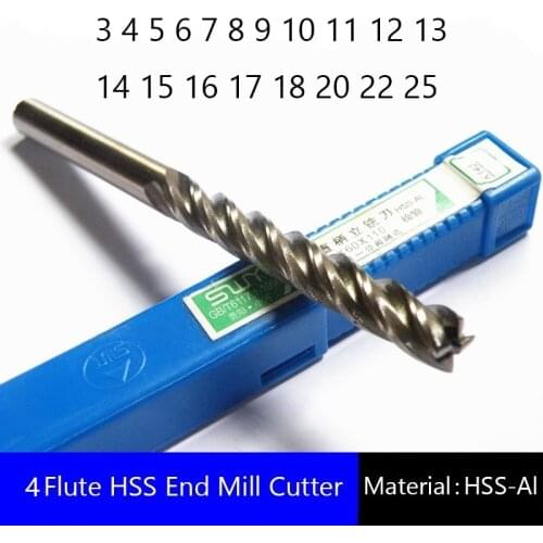 Four 4 Flute HSS & Aluminium End Mill Cutter Extended lengthening Long CNC Bit 3 4 5 6 7 8 9 10 11 12 13 14 15 16 17 18 20 22 25