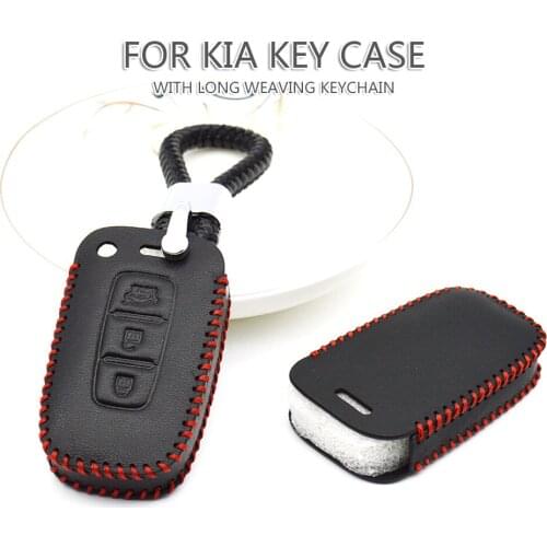 Leather Car Accessories Smart Key Case Cover for Kia Rio 3 4 5 Picanto Cerato Sportage 3 4 Ceed Stinger Sorento Soul K5 Keychain