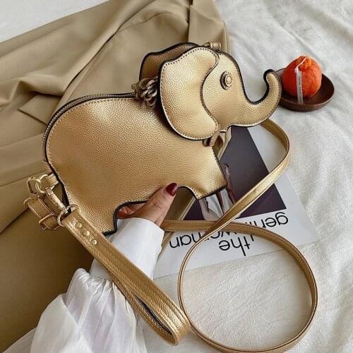 Fashion Elephant Shape Women Purses and Handbags Pu Leather Shoulder Crossbody Bag Cute and Dazzling Female Clutch 2021 Pouch