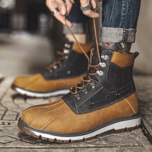 2020 Shoes Men Boots Spring & Autumn Shoes Man Leather Shoes Ankle Bot Cowboy Waterproof Motorcycle Casual Coturno Botas R12-57