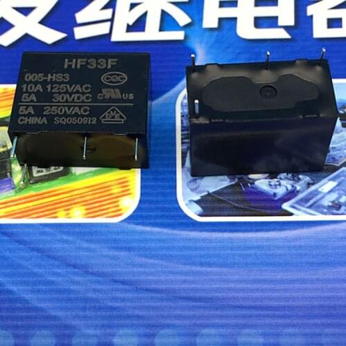 New 10pcs/lot relay JZC-33F-005-HS3 JZC-33F 005-HS3 JZC33F 005HS3 HF33F-005-HS3 DC5V HF33F 10A 4PIN