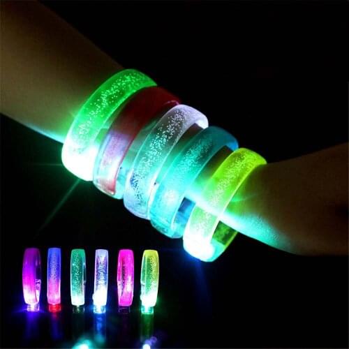 New Acrylic LED Flash Bracelet Luminous Wristband Bangle Bar Concert Cheer Props Glow Party Supplies