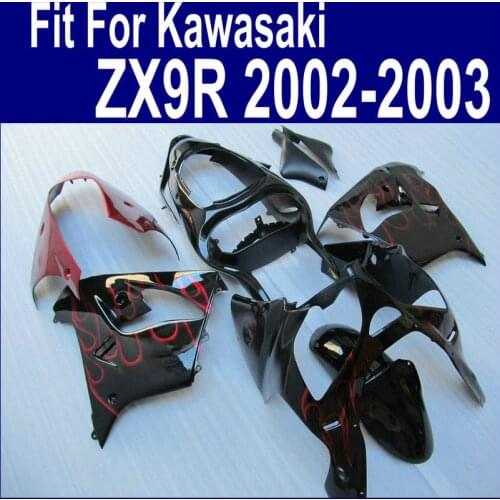 Zx9r fairings 2002 2003 02 03 Fairing kit For Kawasaki Ninja ( Black red flames ) EMS Free xl28