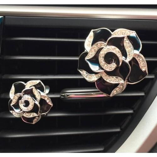 2pcs Camellia Flower Car Freshener Air Vent Clip Car Aroma Diffuser Car Flavoring In Auto Decor Girls Gifts Car Ornaments