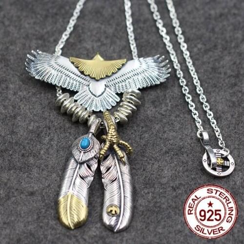 S925 sterling silver pendant necklace personality fashion style feathers shape cross round bird set to send lovers gift