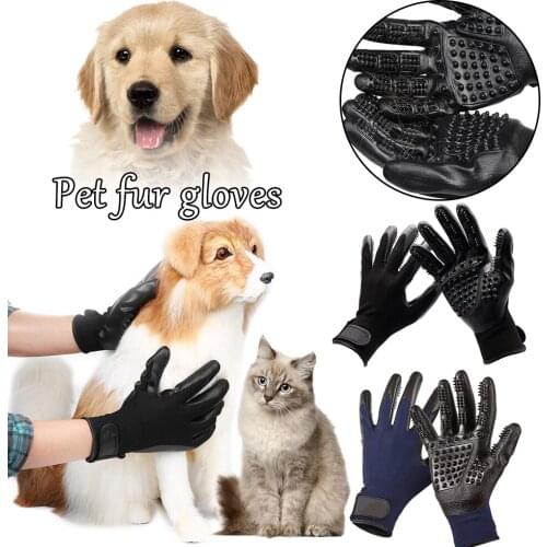 1Pair For Animals Grooming Glove for Cats Soft Rubber Pet Hair Remover Dog Horse Cat Shedding Bathing Massage Brush Clean Comb