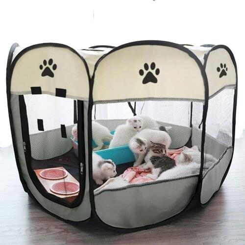 Portable Collapsible Pet Cage Outdoor Dog House Octagonal Cat Cage Indoor Baby Fence Cat Litter Small Dog House Tent
