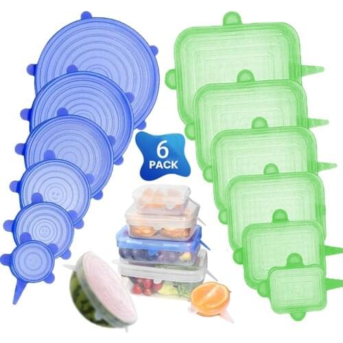 Food Saran Wrap Stretch Vacuum Silicone Cover Kitchen Storage Reusable Fresh-Keeping Lid Bowl Container Canning Seal Lids