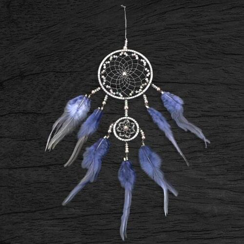 Gifts Silver gray Dream Catcher 2 Rings Indian Feather Hanging Arts Ornaments DIY Dreamcatcher Girls Room Decor