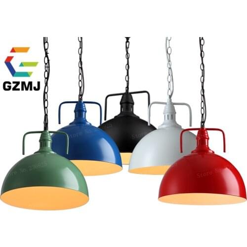 Loft Style Dia 18cm 30cm LED Pendant Lights Black Vintage Industrial Lighting American Country Iron Base Hanging Lamp Home Decor