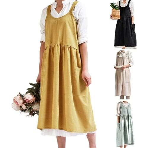 Nordic Simple Florist Apron Cotton Linen Gardening Coffee Shop Kitchen Aprons K0AB