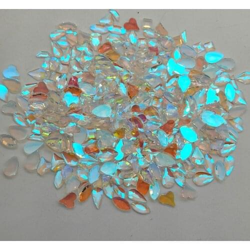 50pcs Aurora Symphony Transparent Diamond Flatback Non Hot Fix Rhinestones Glue On Nail Art Decorations Design
