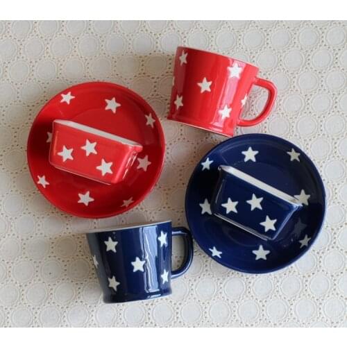 Christmas Dinnerware Cup And Saucer Plates Star Printing Pizza Plate 6inch Ceramic Bowl
