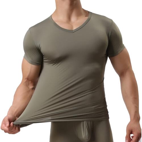Sexy Mens Tight T Shirts Muscle Short Sleeve Solid Tops Tees Sexy Man Tshirt Singlet Male Clubwear Clothes T-shirt Clothing