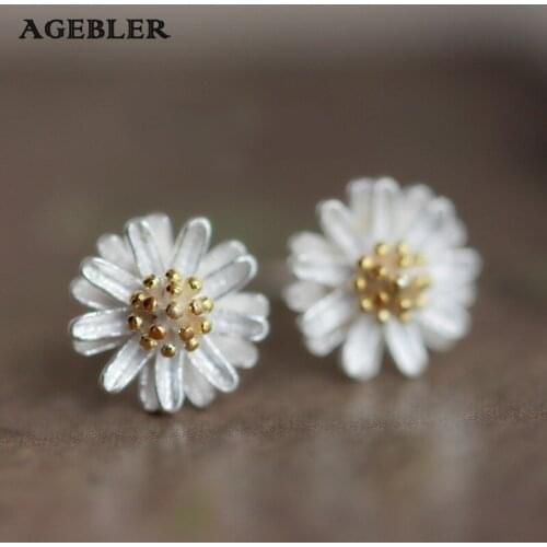 Silver color Needle Daisy stud Earrings for Women Korean Style Fashion Brinco Top Quality New Design Girl Jewelry Wholesale Gift