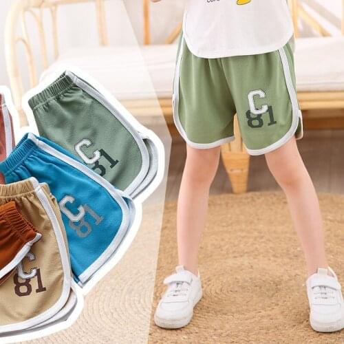 Baby Girl Shorts Summer Casual Beach Shorts 2021 New Style Cotton Shorts Letter Pure Color Boys Shorts Sports Kids Shorts