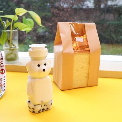 Disposable Plastic Cup Bear Shaped Cup Cartoon Drink Cup Outgoing Pack Milk Coffee Cup Korean Style Juice Glass With Lid 240ml