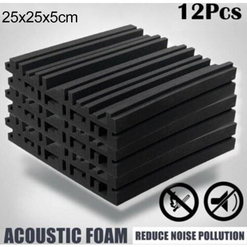 12Pc Studio Acoustic Foam Panels Soundproofing Insulation Sound Absorbtion Treatment Panel Protective Sponge Sealing Strips