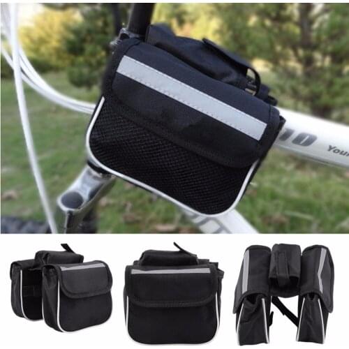 Bicycle Cycling Frame Pannier Saddle Front Tube Bag Both Side Double Pouch 15cm x 12cm x 5cm