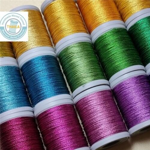 Wax Thread Colored Gold Round 0.6mm(55m) Polyester Eco-Friendly Metallic Luster Jewelry Leather Products Macrame Necklace