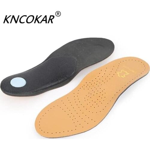 KNCOKAR High Quality Leather Orthotics Insole For Flat Foot Silicone Insoles For Men And Women Breathable Absorb Sweat Insole