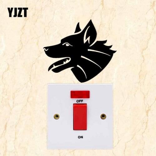 YJZT Wolf Dog Art Cartoon Vinyl Decal Living Room Decor Creative Wall Switch Sticker S19-0129