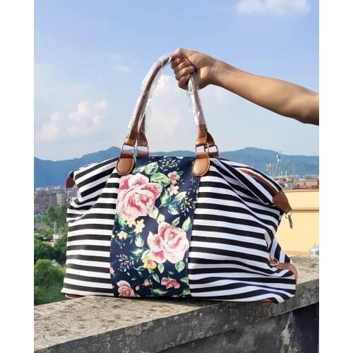 New Fashion Casual Handbags Floral Print Bags For Ladies Women Strip And Leopard Patchwork Vintage Handbag Femme