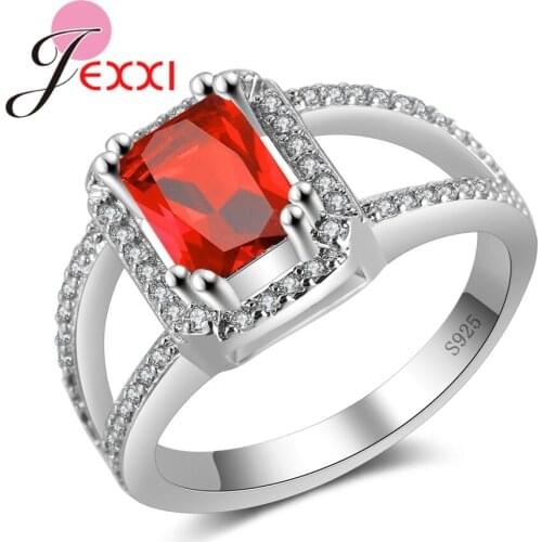 Fashion Jewelry Stainless 925 Sterling Silver Big Square Crystal Women Party Club Rings Casual Finger Accessories