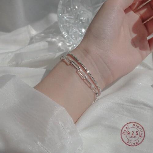 HI MAN 925 Sterling Silver Italy INS Simple Fashion Shining Gypsophila Bracelet Women Party Birthday Gift Jewelry Accessories