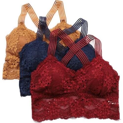 Women Fitness Bra Sexy Lingerie Crop Top Breathable Sexy Lace Bras Seamless Push Up Underwear